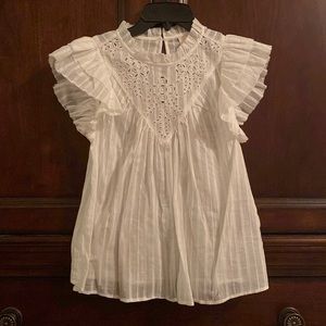 ⭐️ LIKE NEW ⭐️ precious white ruffle top XS